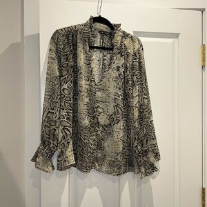 Snake print blouse with sleeve detailing